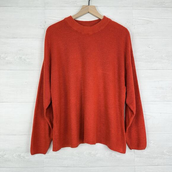 Free People Malibu‎ Surf Sweater XS Oversized Red Orange Fall Slouchy Relaxed - Picture 2 of 16